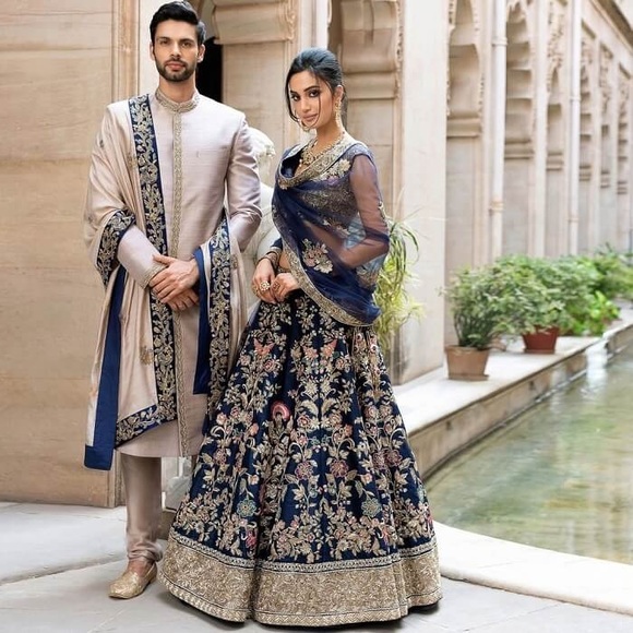 Shymal and Bhumika Inspired Raw Silk Indian Lehenga by designer Saniya Fashions - Picture 1 of 14